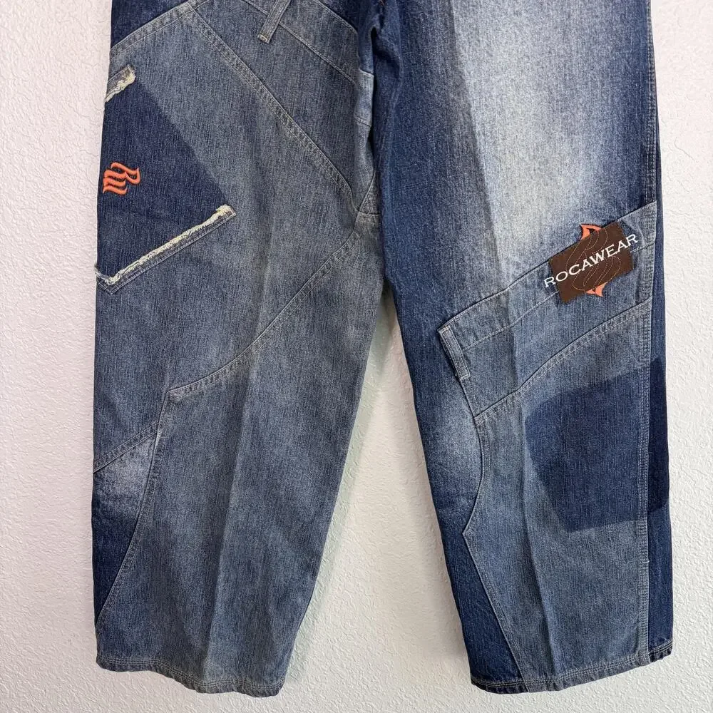 Rocawear Jeans Womens 27 Patchwork Denim Carpenter Baggy Hip Hop Y2K Boys 18?